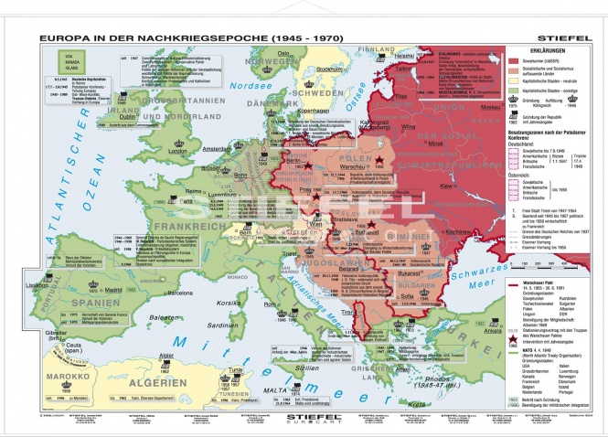 Wandkarte Geschichte Europas 1945 - 1970, 160 x 120 cm, 